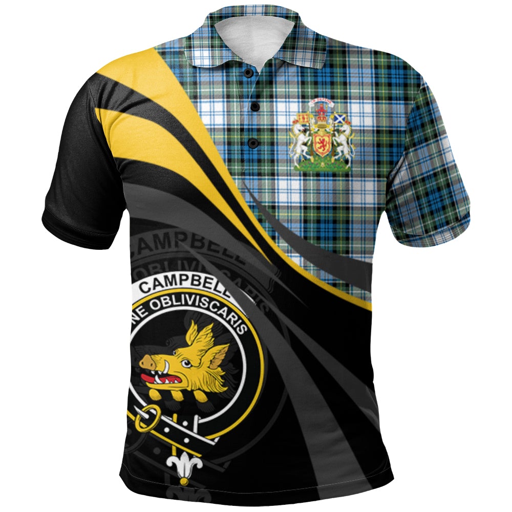 Campbell Dress Ancient Tartan Polo Shirt - Royal Coat Of Arms Style