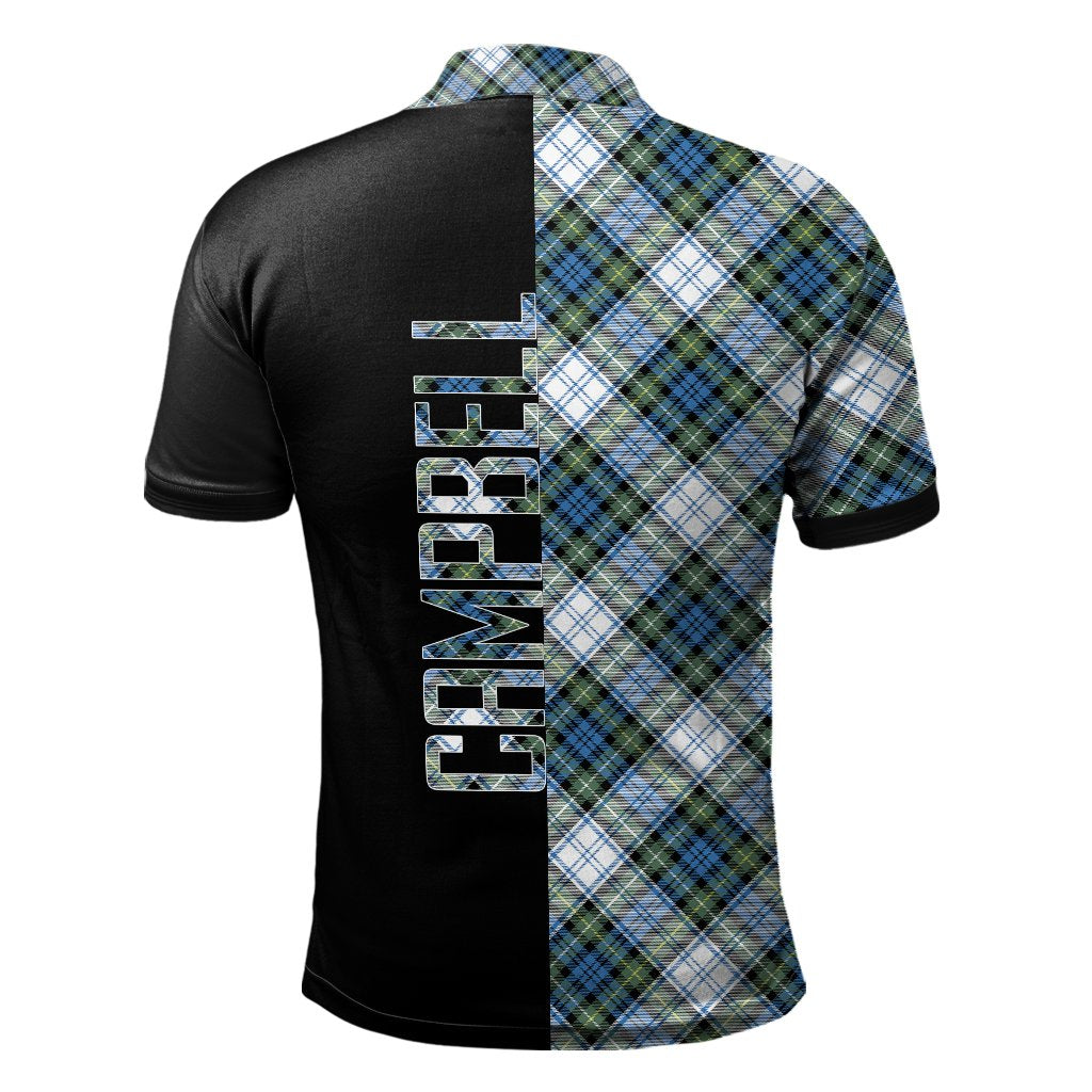 Campbell Dress Ancient Tartan Polo Shirt Half of Me - Cross Style