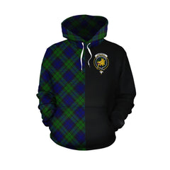Campbell Modern Tartan Hoodie Half of Me - Cross Style