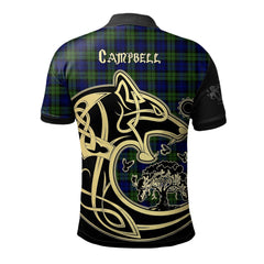 Campbell Modern Tartan Polo Shirt Viking Wolf