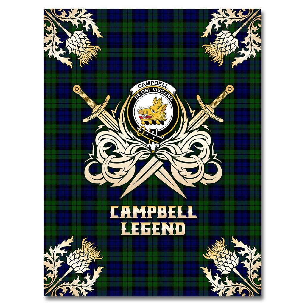 Campbell Modern Tartan Gold Courage Symbol Blanket