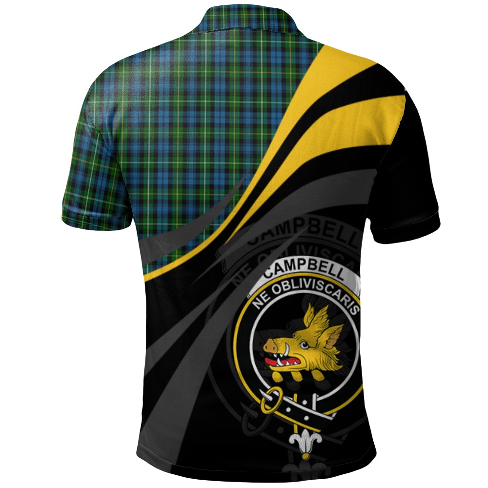 Campbell of Argyll (no guards) Tartan Polo Shirt - Royal Coat Of Arms Style
