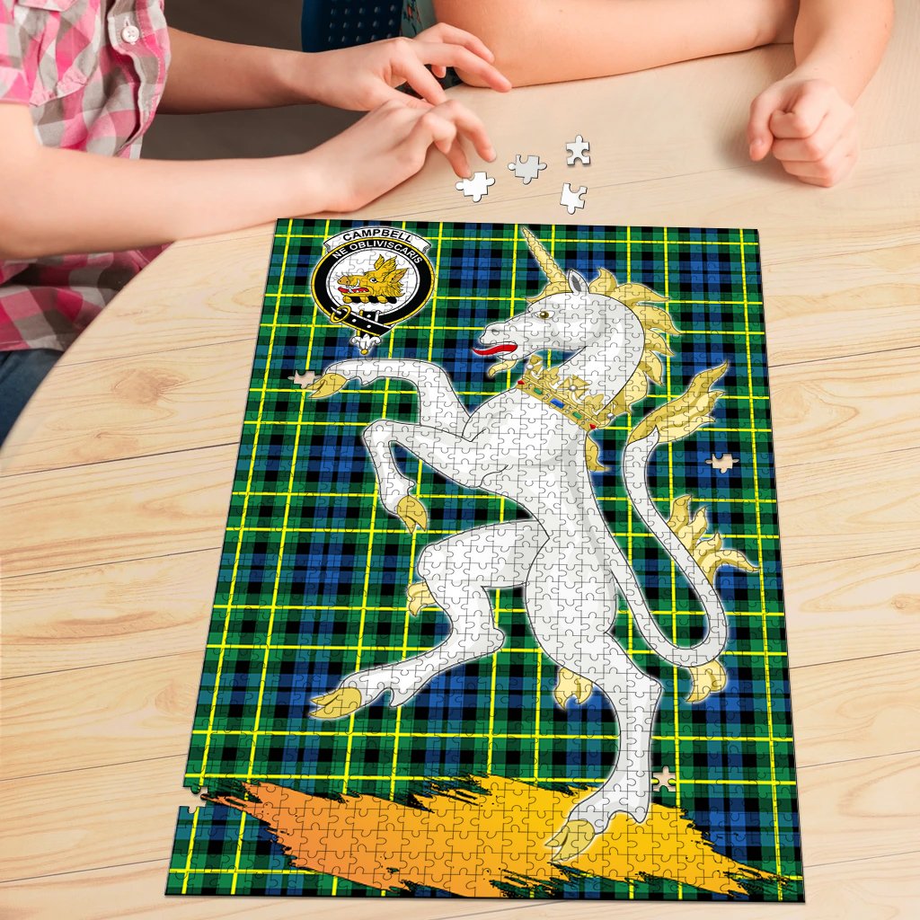 Campbell of Breadalbane Ancient Tartan Crest Unicorn Scotland Jigsaw Puzzles