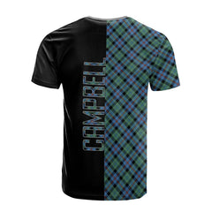 Campbell of Cawdor Ancient Tartan T-Shirt Half of Me - Cross Style