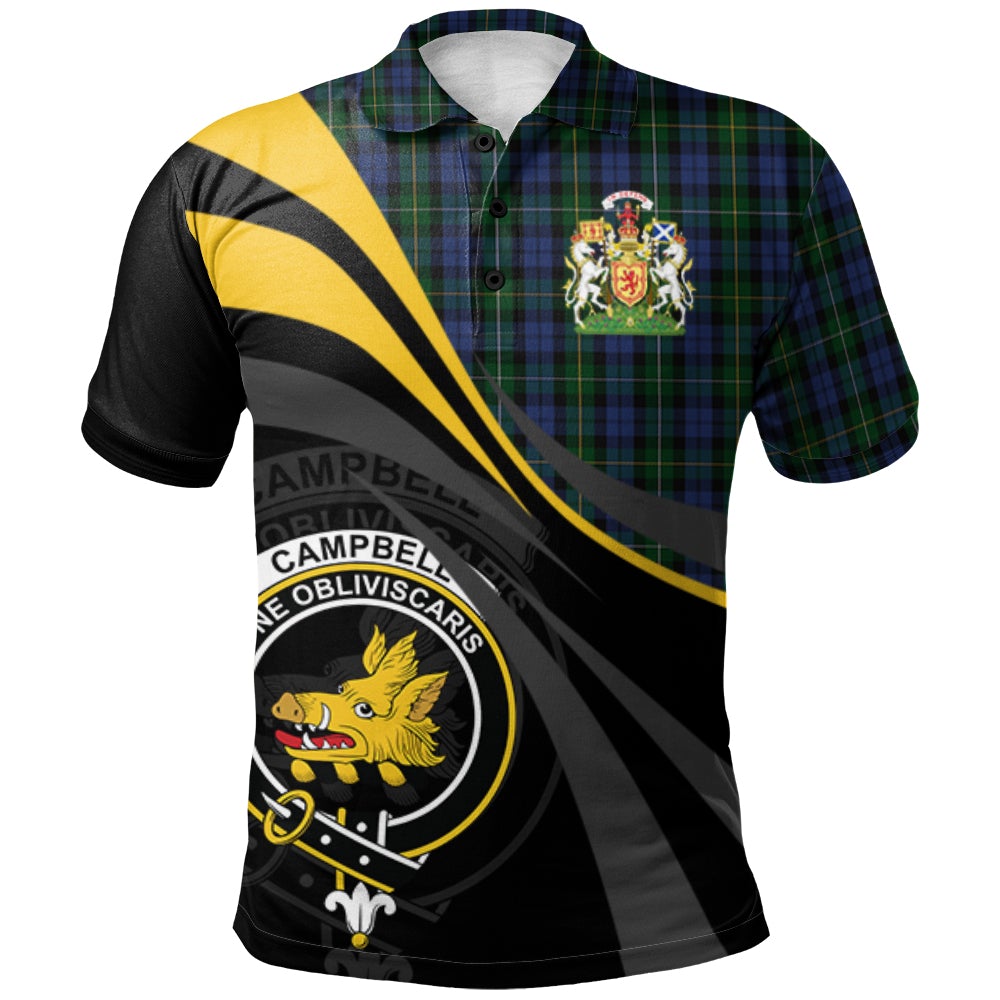 Campbell of Loudoun Tartan Polo Shirt - Royal Coat Of Arms Style