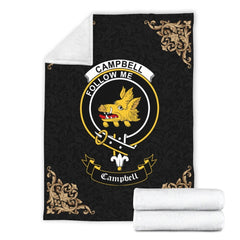Campbell (of Breadalbane) Crest Tartan Premium Blanket Black