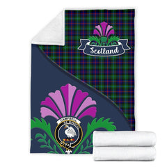 Campbell Tartan Crest Premium Blanket - Thistle Style