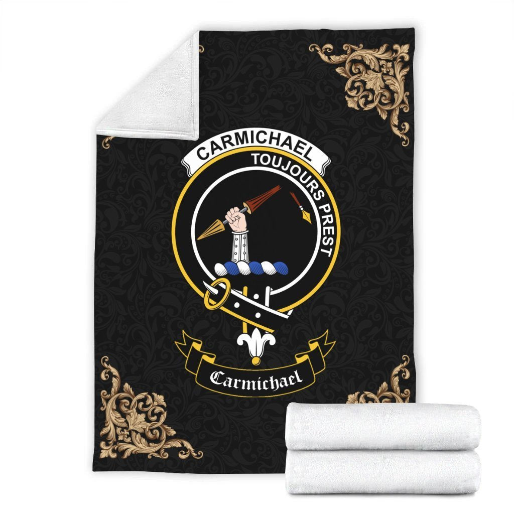 Carmichael Crest Tartan Premium Blanket Black