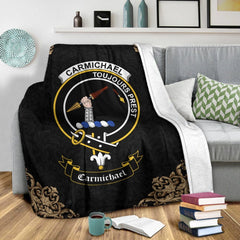 Carmichael Crest Tartan Premium Blanket Black