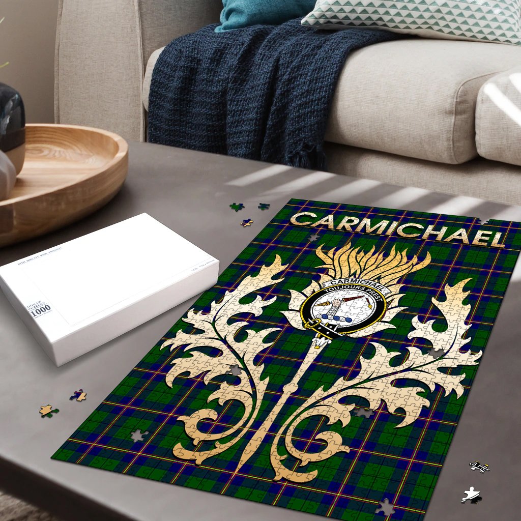 Carmichael Modern Tartan Crest Thistle Jigsaw Puzzles