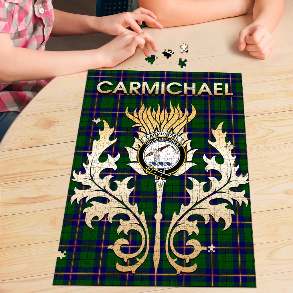 Carmichael Modern Tartan Crest Thistle Jigsaw Puzzles