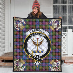 Carnegie Ancient Tartan Crest Premium Quilt - Gold Thistle Style