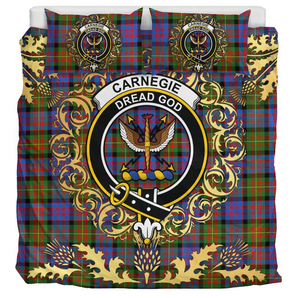 Carnegie Ancient Tartan Crest Bedding Set - Golden Thistle Style