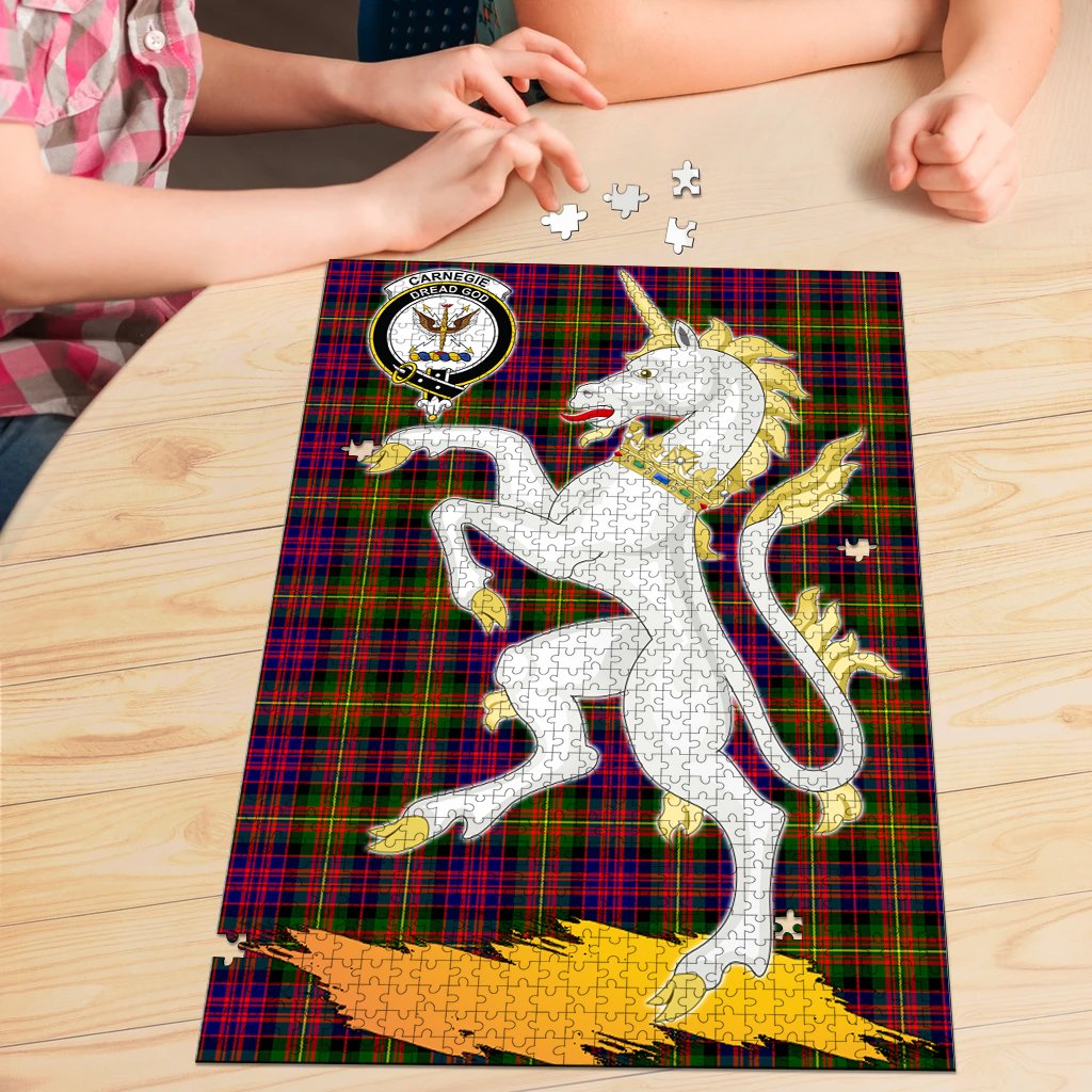 Carnegie Modern Tartan Crest Unicorn Scotland Jigsaw Puzzles