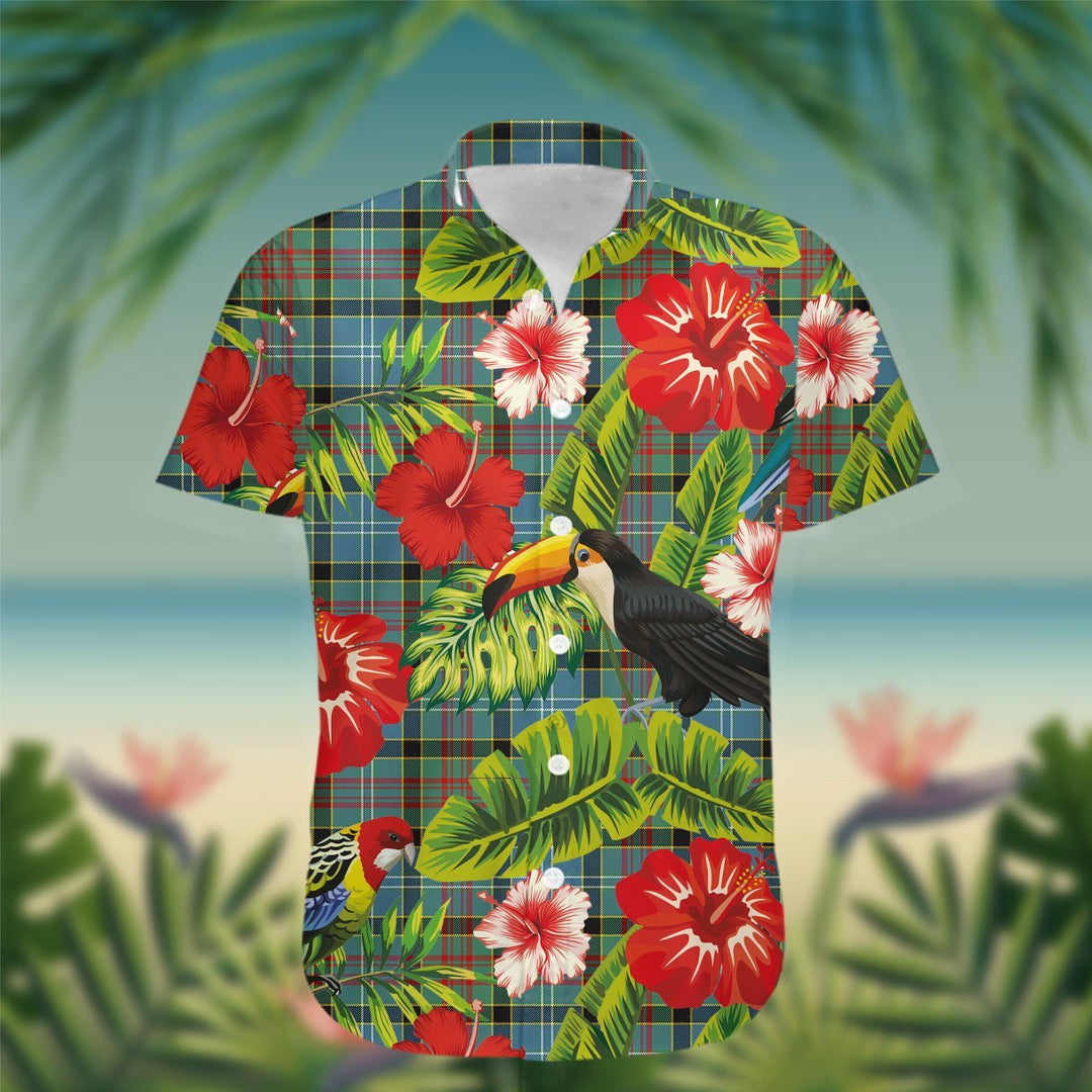 Cathcart Tartan Hawaiian Shirt Hibiscus, Coconut, Parrot, Pineapple - Tropical Garden Shirt