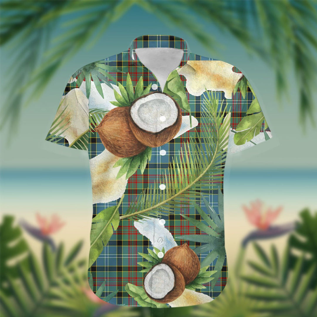 Cathcart Tartan Hawaiian Shirt Hibiscus, Coconut, Parrot, Pineapple - Tropical Garden Shirt