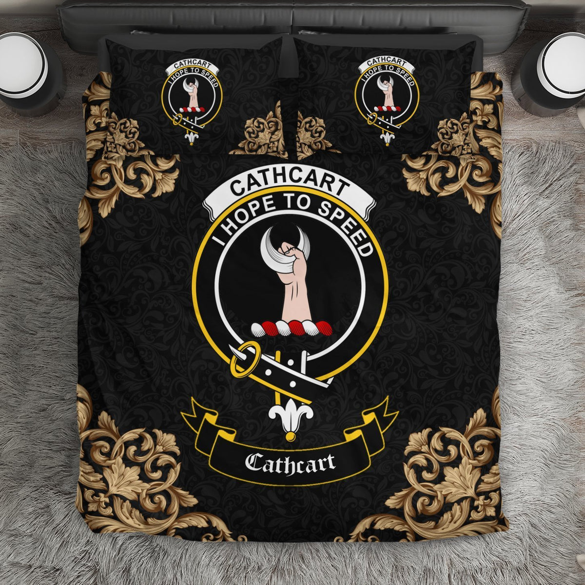 Cathcart Crest Black Bedding Set