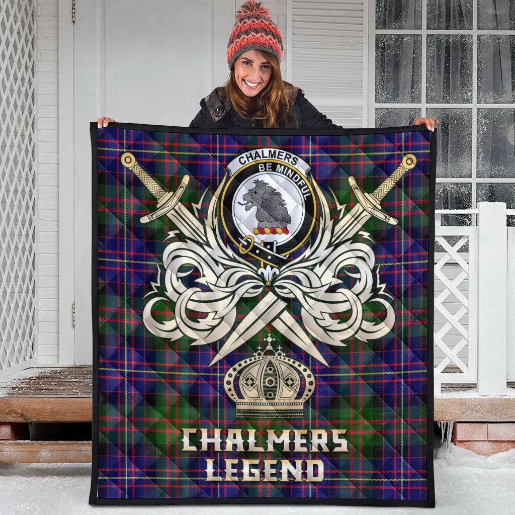 Chalmers Modern Tartan Crest Legend Gold Royal Premium Quilt