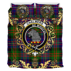 Chalmers Modern Tartan Crest Bedding Set - Golden Thistle Style