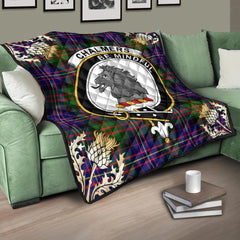 Chalmers Modern Tartan Crest Premium Quilt - Gold Thistle Style