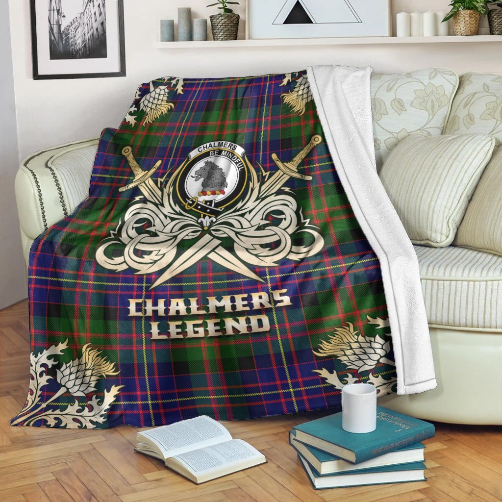 Chalmers Modern Tartan Gold Courage Symbol Blanket