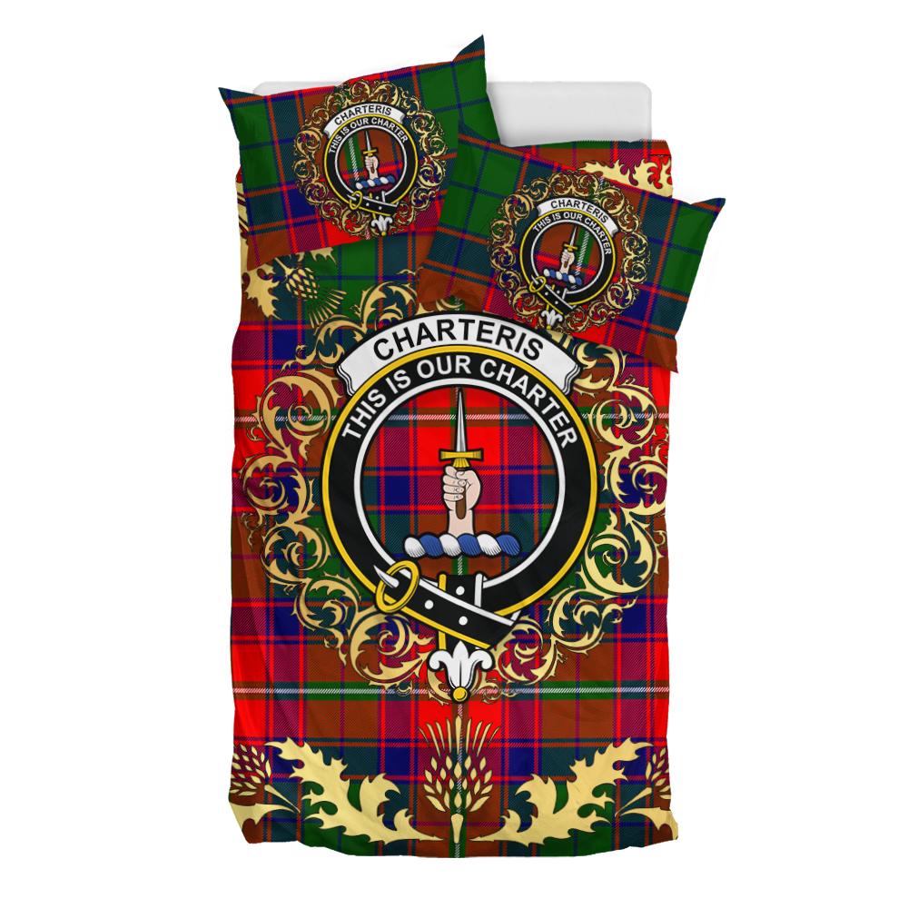 Charteris Tartan Crest Bedding Set - Golden Thistle Style