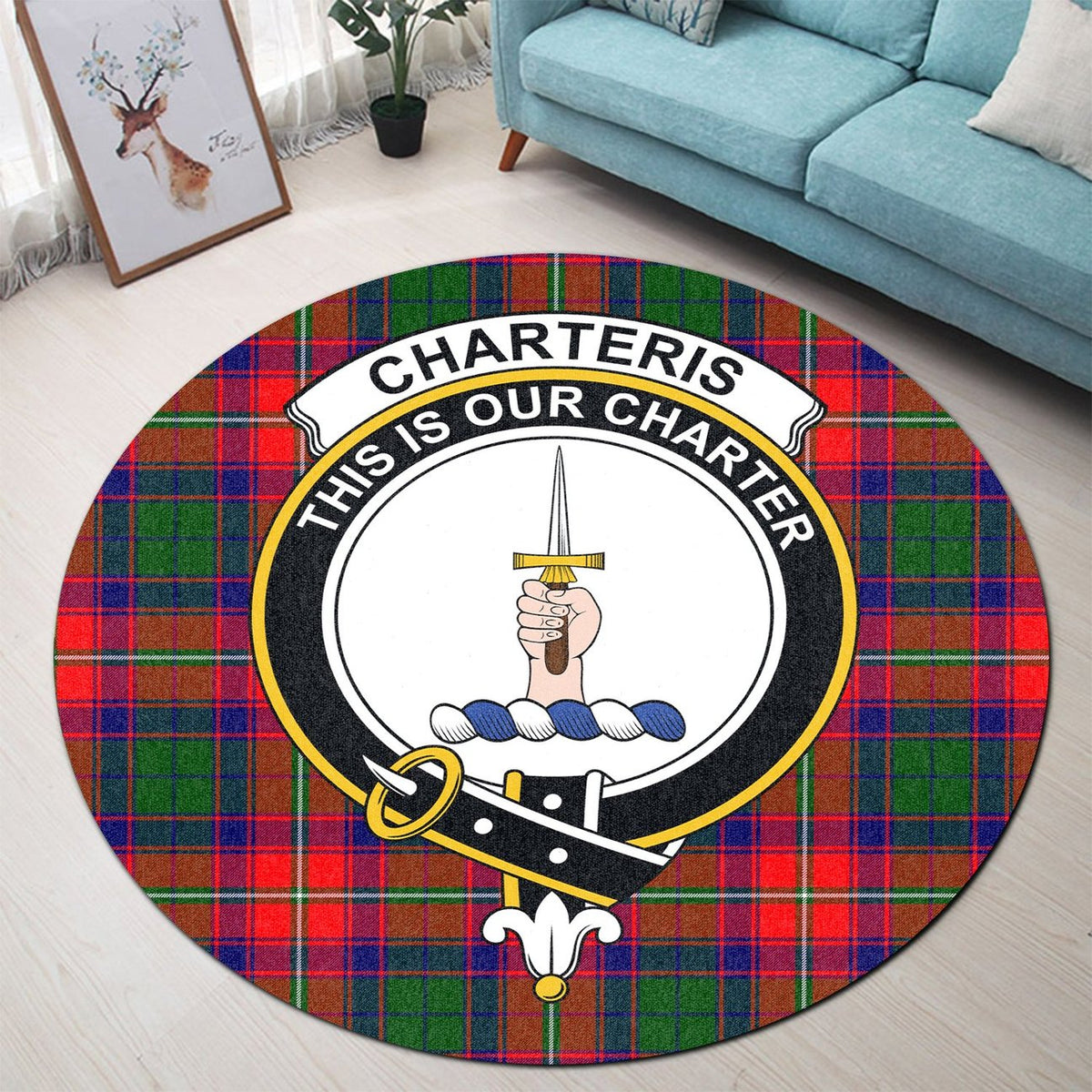 Charteris Tartan Crest Round Rug