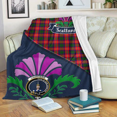 Charteris (Earl of Wemyss) Tartan Crest Premium Blanket - Thistle Style