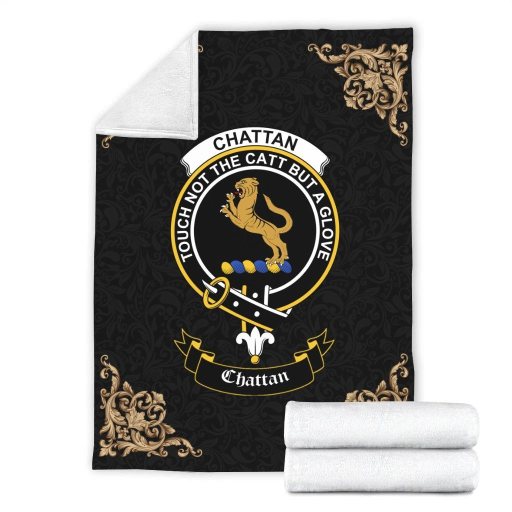 Chattan Crest Tartan Premium Blanket Black