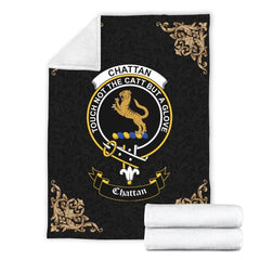 Chattan Crest Tartan Premium Blanket Black