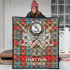 Chattan Tartan Crest Legend Gold Royal Premium Quilt