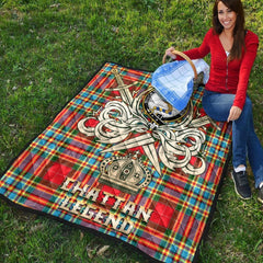 Chattan Tartan Crest Legend Gold Royal Premium Quilt