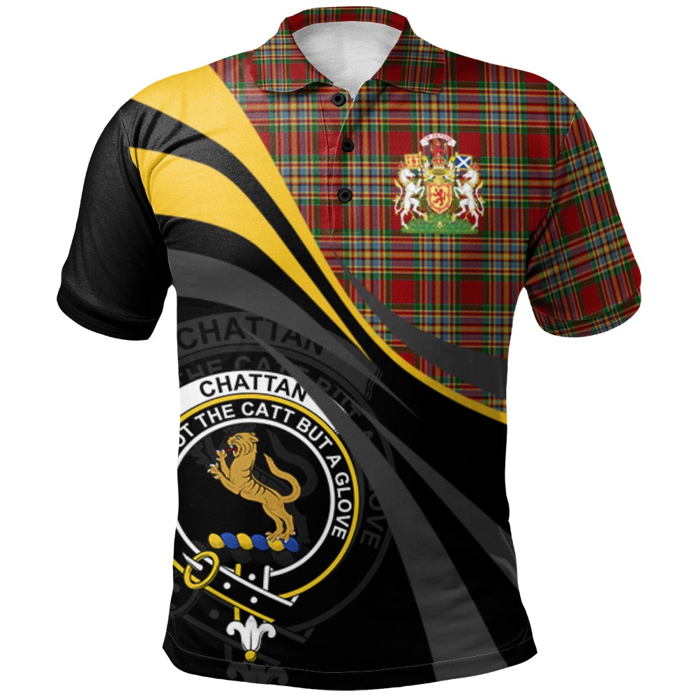 Chattan Clan Tartan Polo Shirt - Royal Coat Of Arms Style