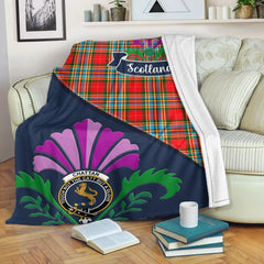 Chattan Tartan Crest Premium Blanket - Thistle Style