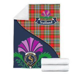 Chattan Tartan Crest Premium Blanket - Thistle Style