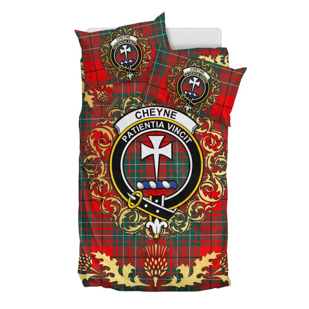 Cheyne Tartan Crest Bedding Set - Golden Thistle Style