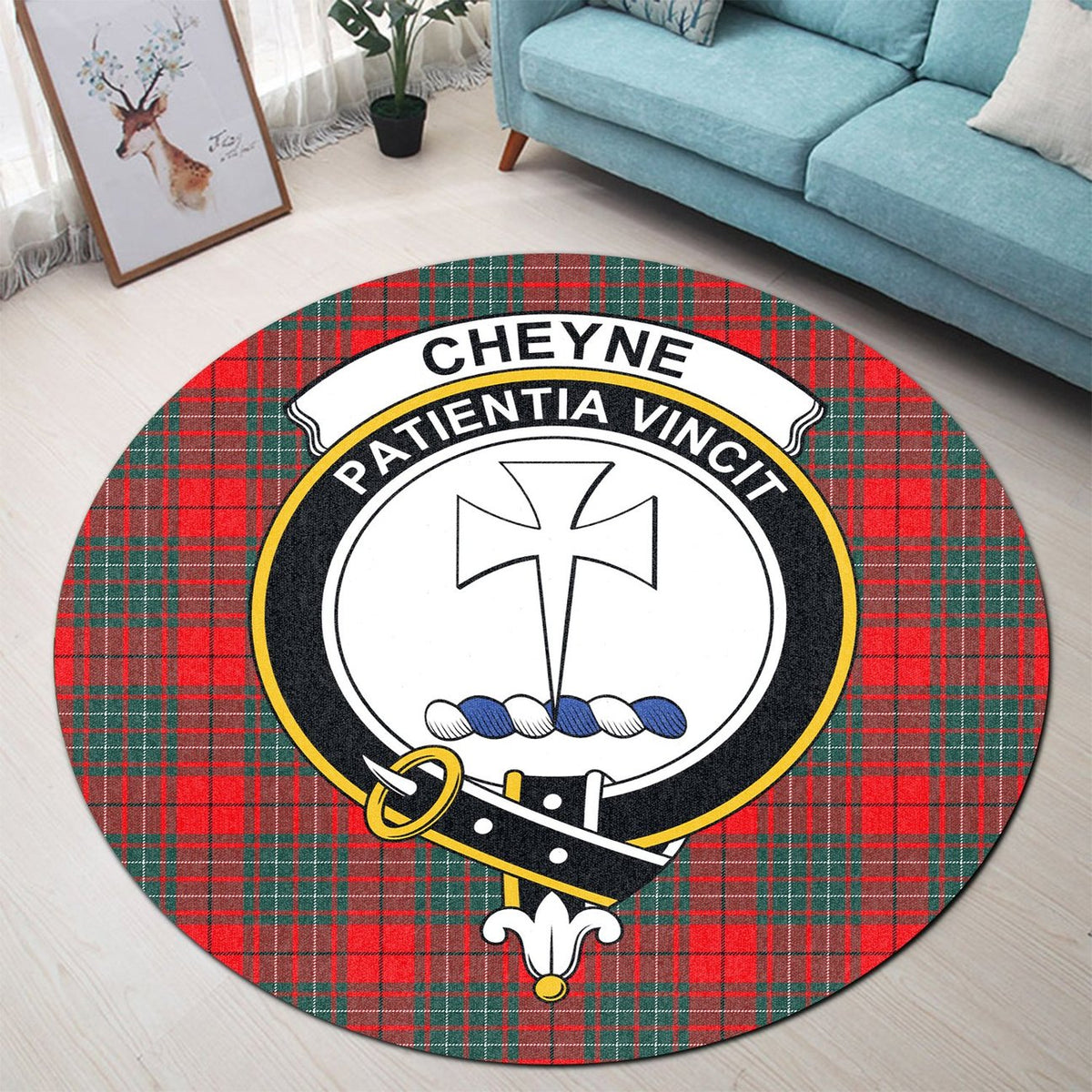 Cheyne Tartan Crest Round Rug