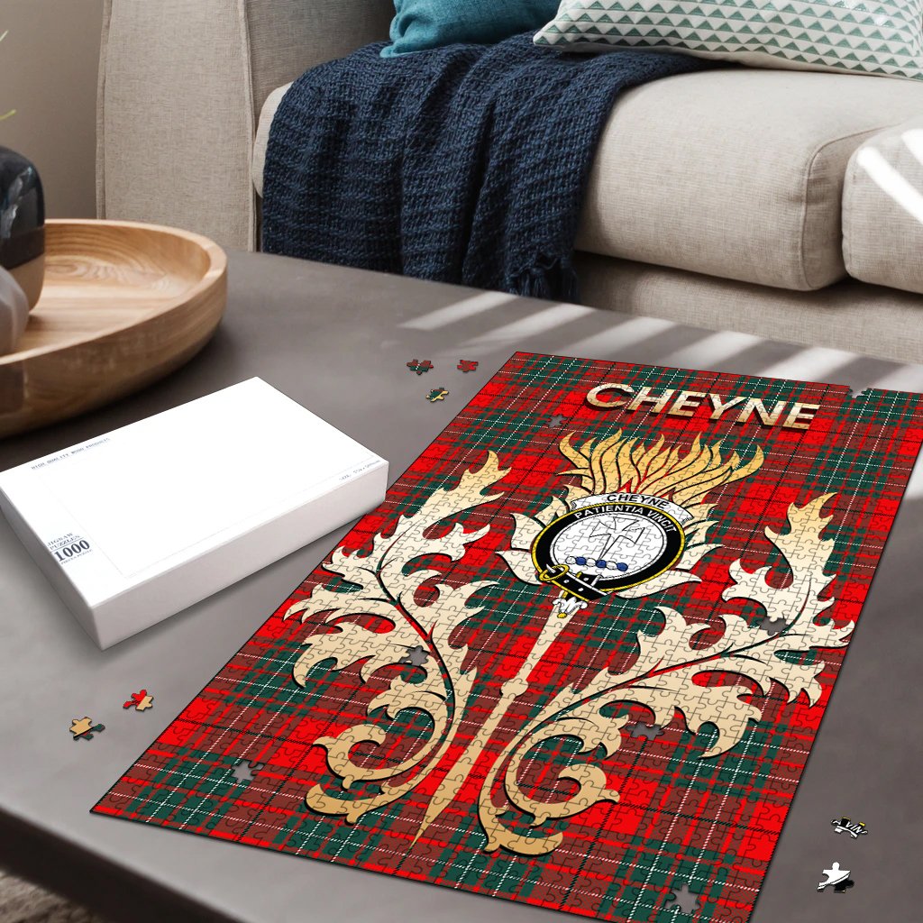 Cheyne Tartan Crest Thistle Jigsaw Puzzles