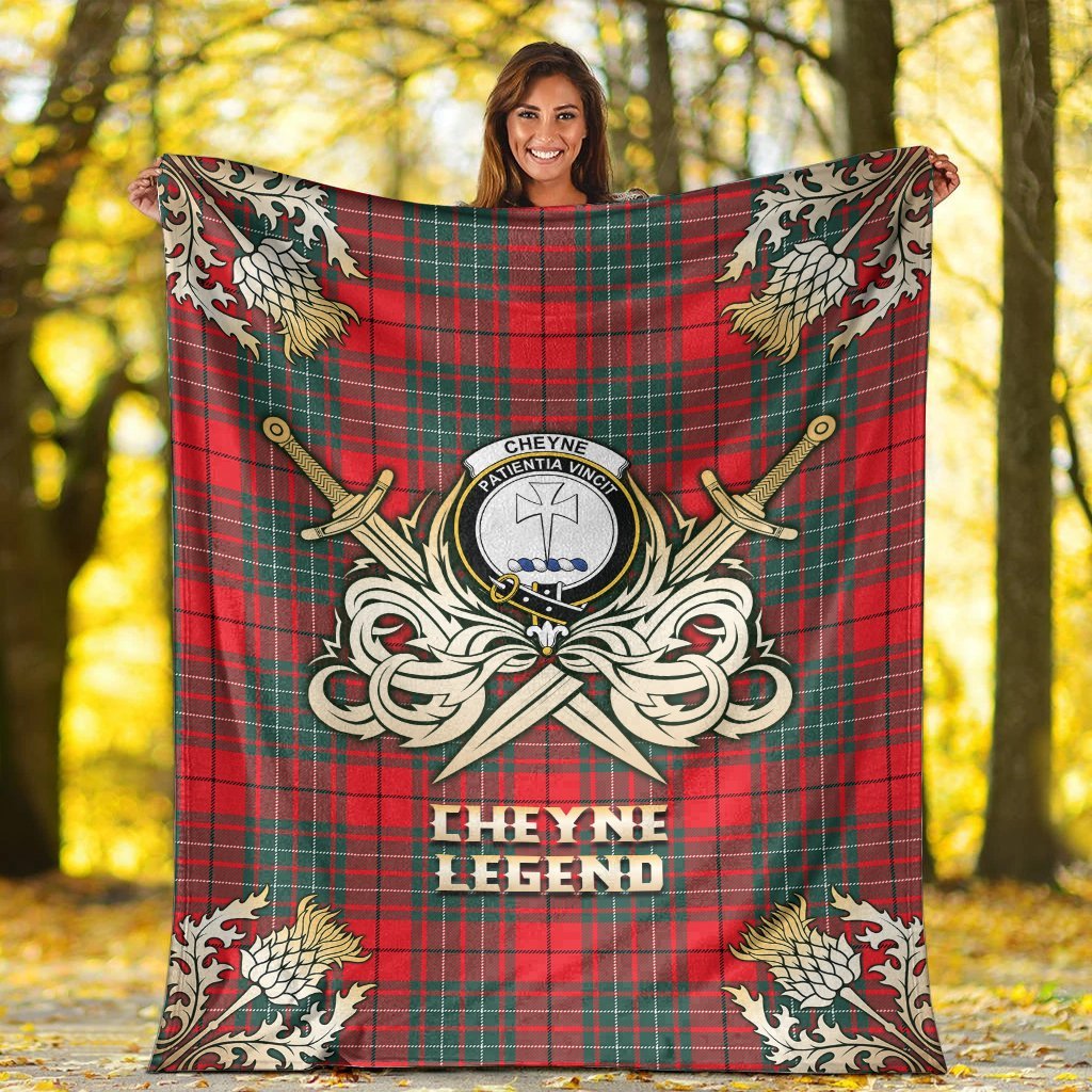 Cheyne Tartan Gold Courage Symbol Blanket