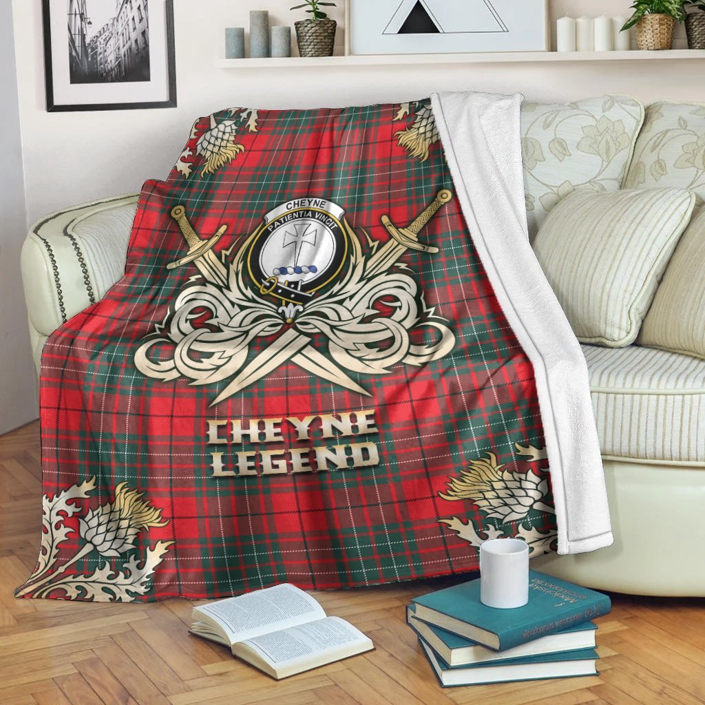 Cheyne Tartan Gold Courage Symbol Blanket