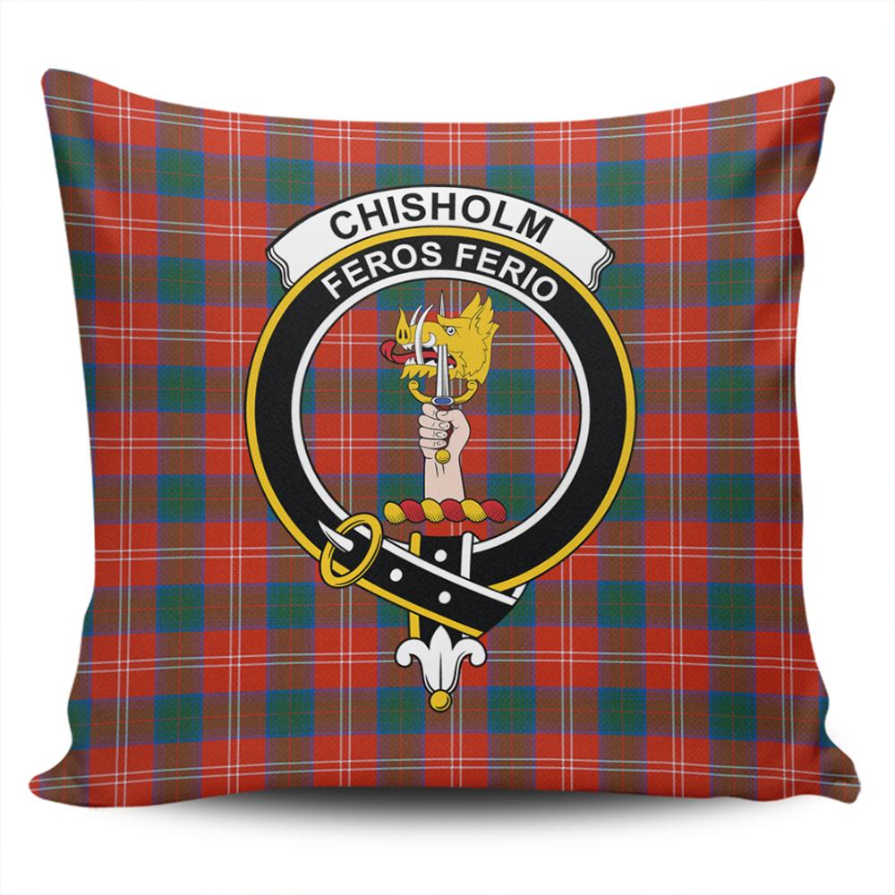 Scottish Chisholm Ancient Tartan Crest Pillow Cover - Tartan Cushion Cover