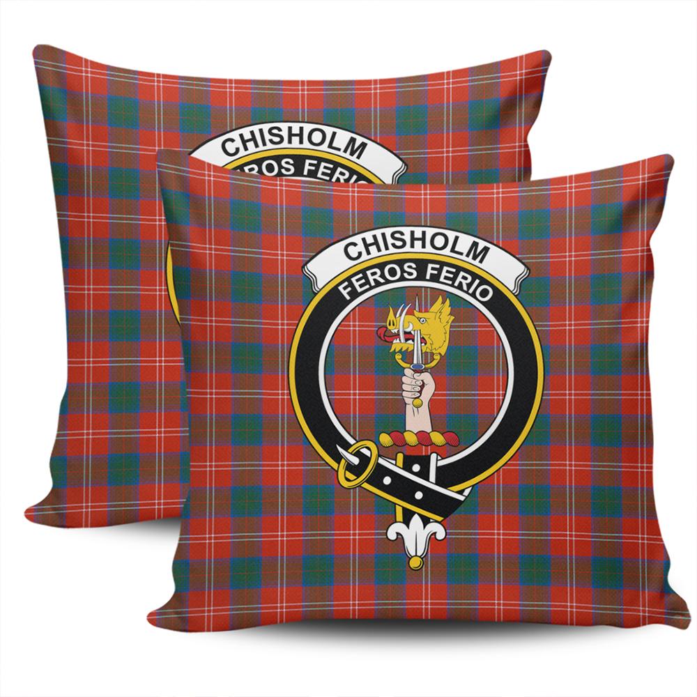Scottish Chisholm Ancient Tartan Crest Pillow Cover - Tartan Cushion Cover