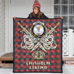 Chisholm Ancient Tartan Crest Legend Gold Royal Premium Quilt