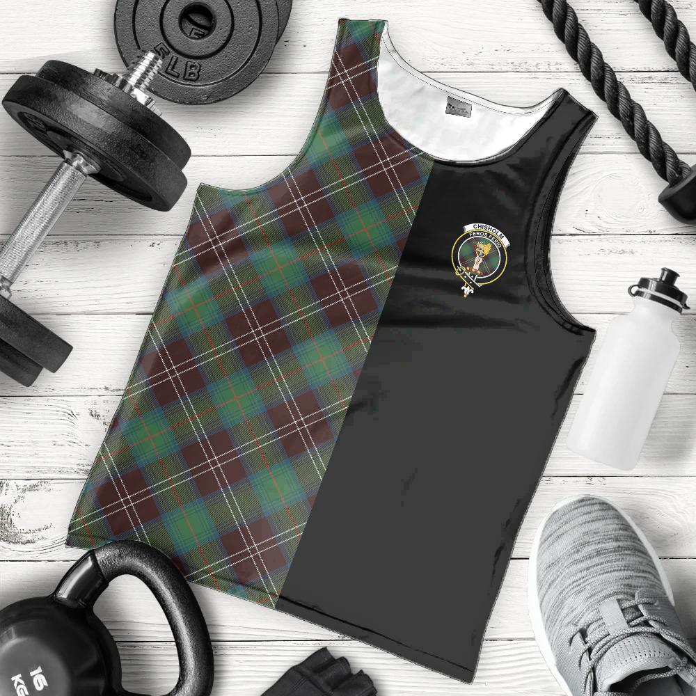 Chisholm Hunting Ancient Tartan Crest Men's Tank Top - Cross Style