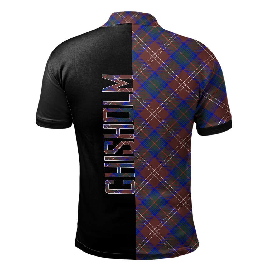 Chisholm Hunting Modern Tartan Polo Shirt Half of Me - Cross Style