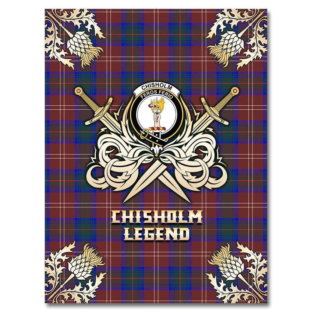 Chisholm Hunting Modern Tartan Gold Courage Symbol Blanket