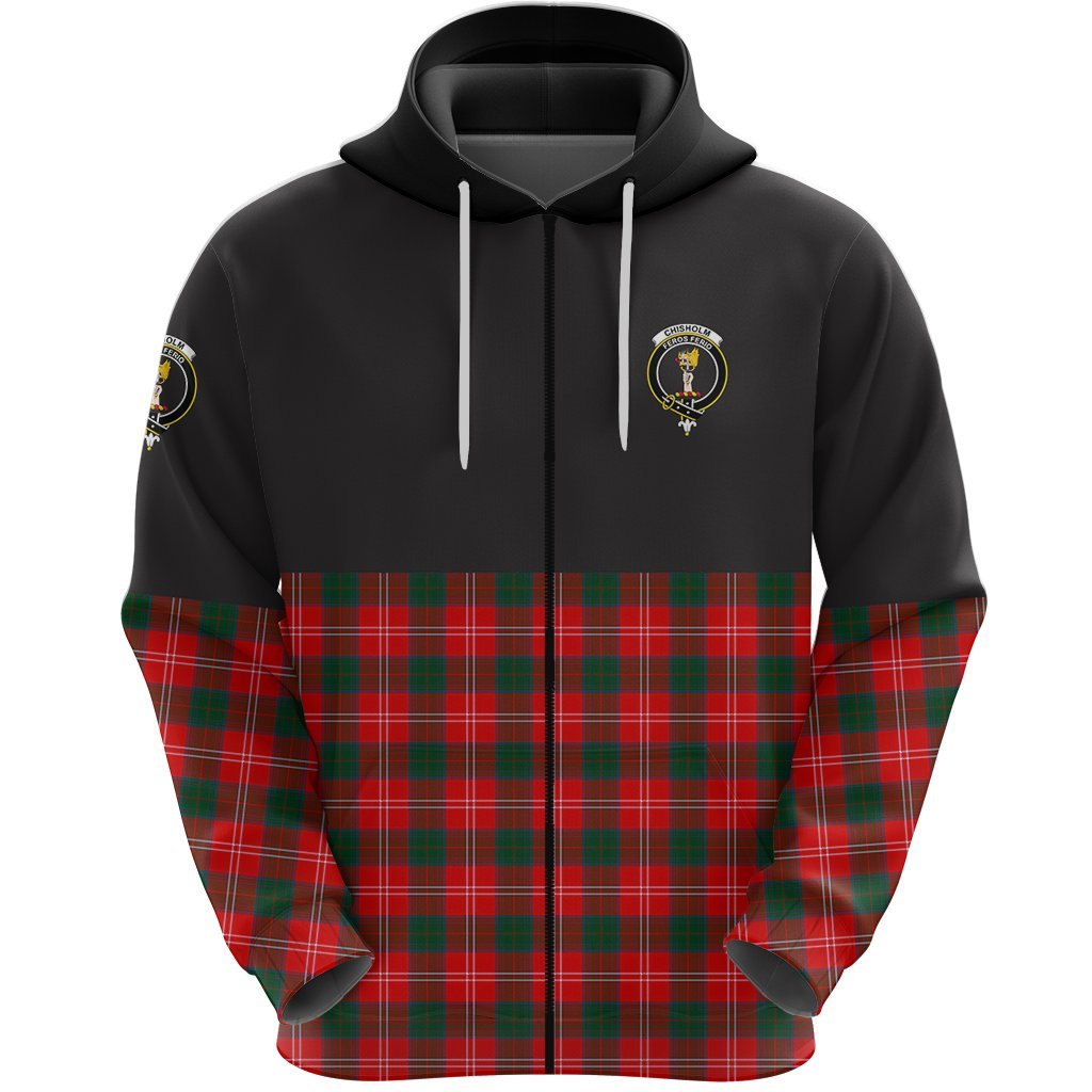 Chisholm Modern Clan Half Of Tartan Zipper Hoodie