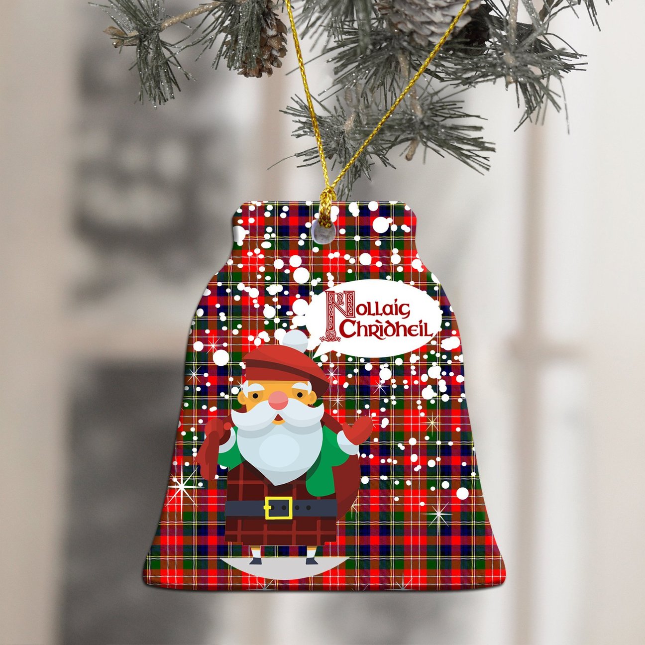 Christie Tartan Christmas Ceramic Ornament - Santa Style