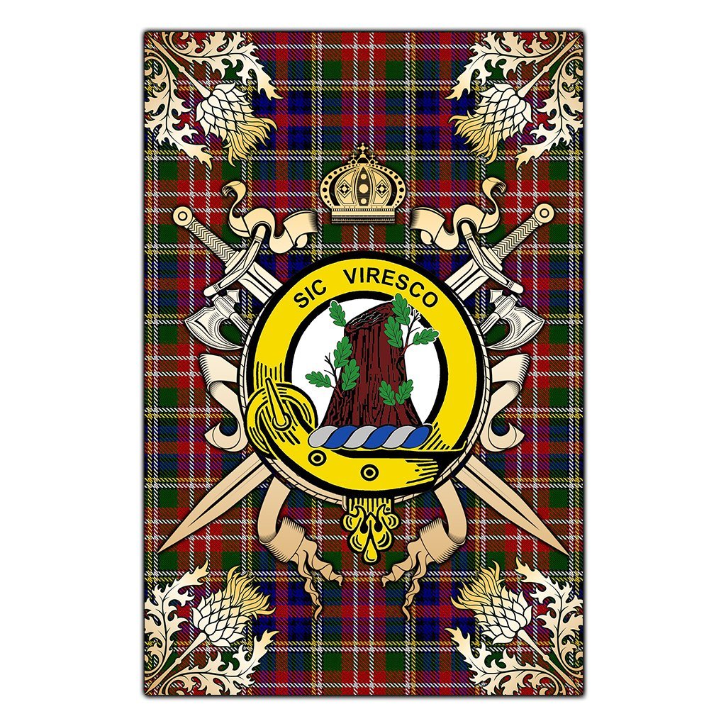 Christie Tartan Crest Black Garden Flag - Gold Thistle Style