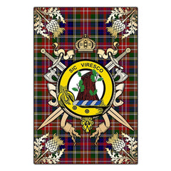 Christie Tartan Crest Black Garden Flag - Gold Thistle Style